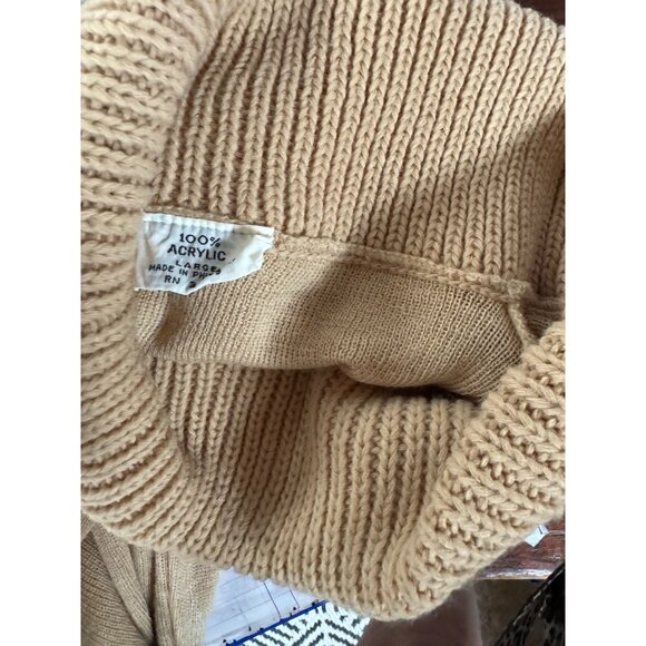 Vintage Camel Knit Cowl Neck Sweater Size Large Small Blemish - Picture 4 of 16